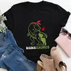 MAMASAURUS, с милым мультяшным принтом в виде 100% Хлопковая женская футболка Мама Жизнь забавная летняя повседневная одежда с О-образным вырезом с коротким рукавом топы, подарок на день матери