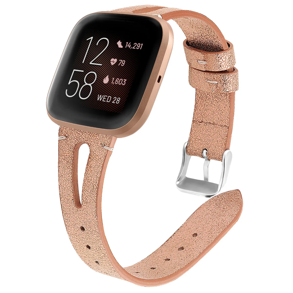 

Leather Bands Compatible with Fitbit Versa 2 Leather Replacement Wristbands Classic Adjustable Strap for Women Men WB297