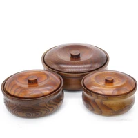 solid wood bowls with cover for soupnoodles salad bowls japan style rice dinnerware for homehotelrestaurant
