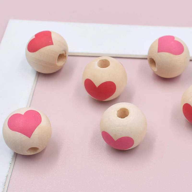 

10 шт., деревянные бусины с надписью «Love»