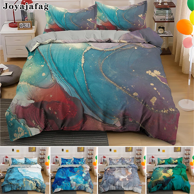 

Single Double King Queen Bed Sets Abstract Marble Bedding Set 2/3pcs Duvet Cover With Pillowcase Bedclothes Drop Shipping