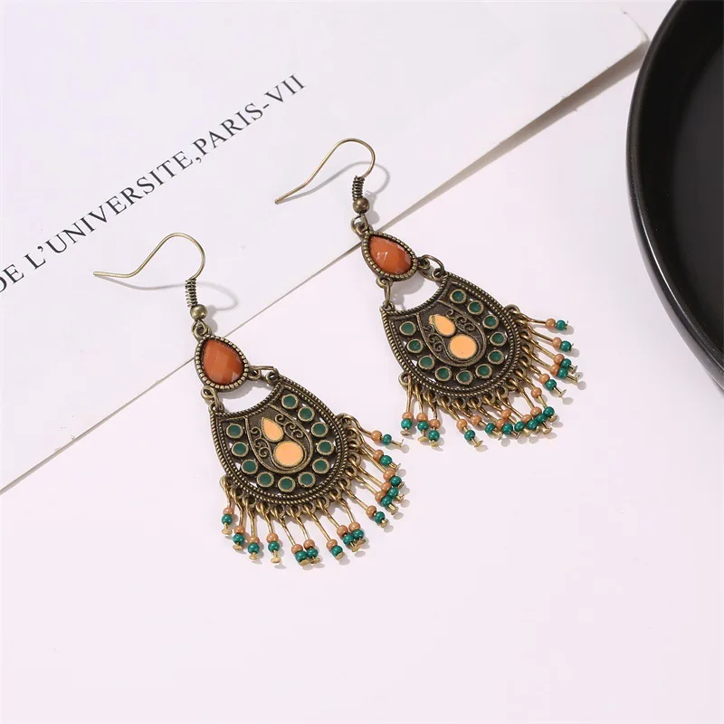 Винтажные богемные серьги для женщин этнические ювелирные изделия длинные с