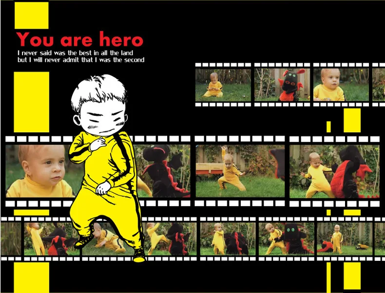 Комбинезон детский из хлопка с Брюсом Ли для мальчиков От 3 месяцев до 4 лет |