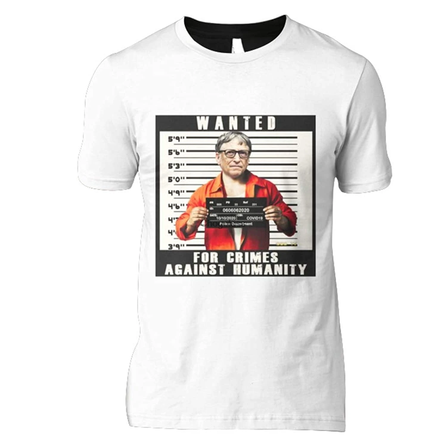 

Bill Gates Wanted For Crimes Against Humanity Antichrist Classic TShirt Retro Graphic Tees For Men Trending Fashionable