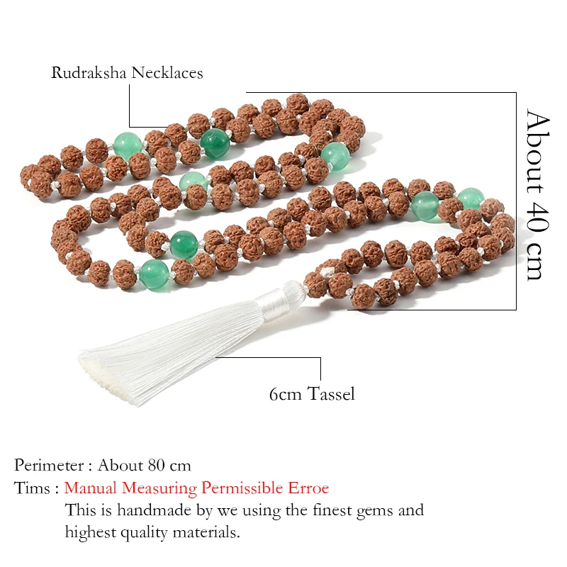

OAIITE Rudraksha Bead Mala Necklace with 8MM Natural Stone Meditation Yoga Knotted Necklace Jewelry For Women Man