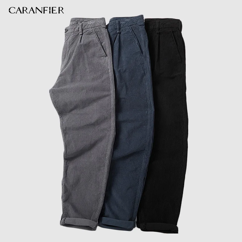 CARANFIER 2019 Brand Casual Pants Men Male Corduroy Fashion Trousers Plus Size Ankle-Length High Quality 34 36 | Мужская одежда