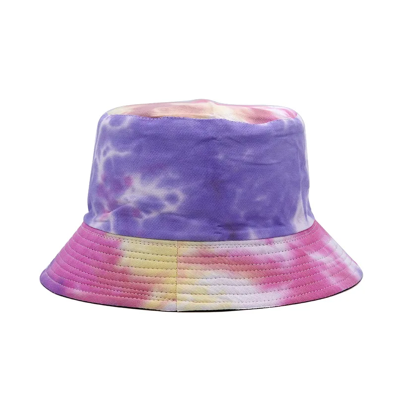

European and American Painted Tie-Dye Bucket Hat Men and Women Reversible Hat Spring and Summer Sun-Proof Bucket Hat