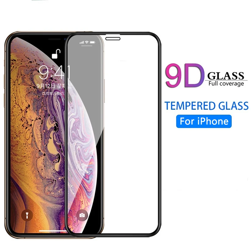 9D полное покрытие защитное стекло на iPhone XS 11 Pro MAX закаленное для экрана с защитой