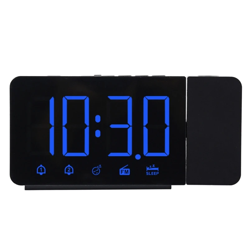 

LED Digital 2 Alarm Clock USB Electronic Watch Wake Up FM Radio Time Projector 91AD