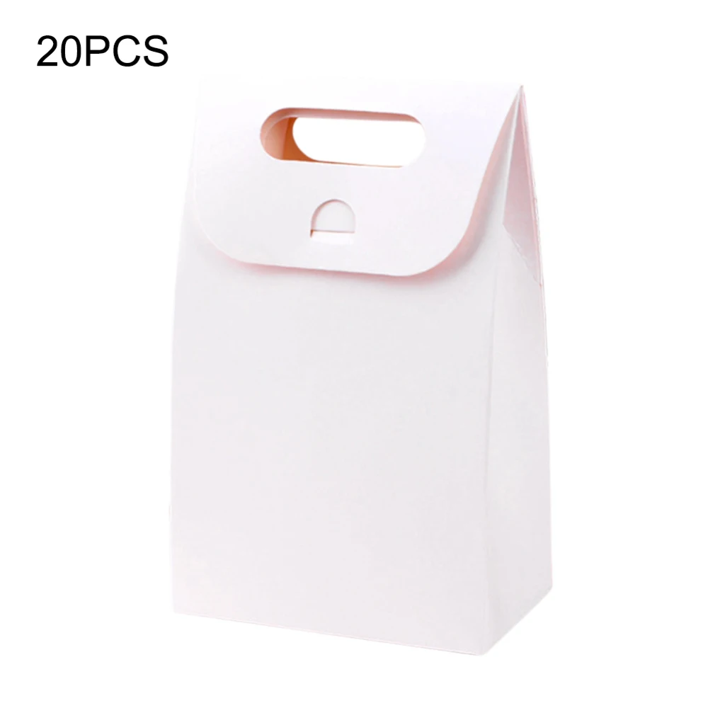 White 20 шт коричневая коробка для торта из пищевой бумаги коробка с ручкой, коричневые стаканчики для капкейков с ручкой, свадебная бумажная картонная коробка для торта сумки для покупок - Цвет: White