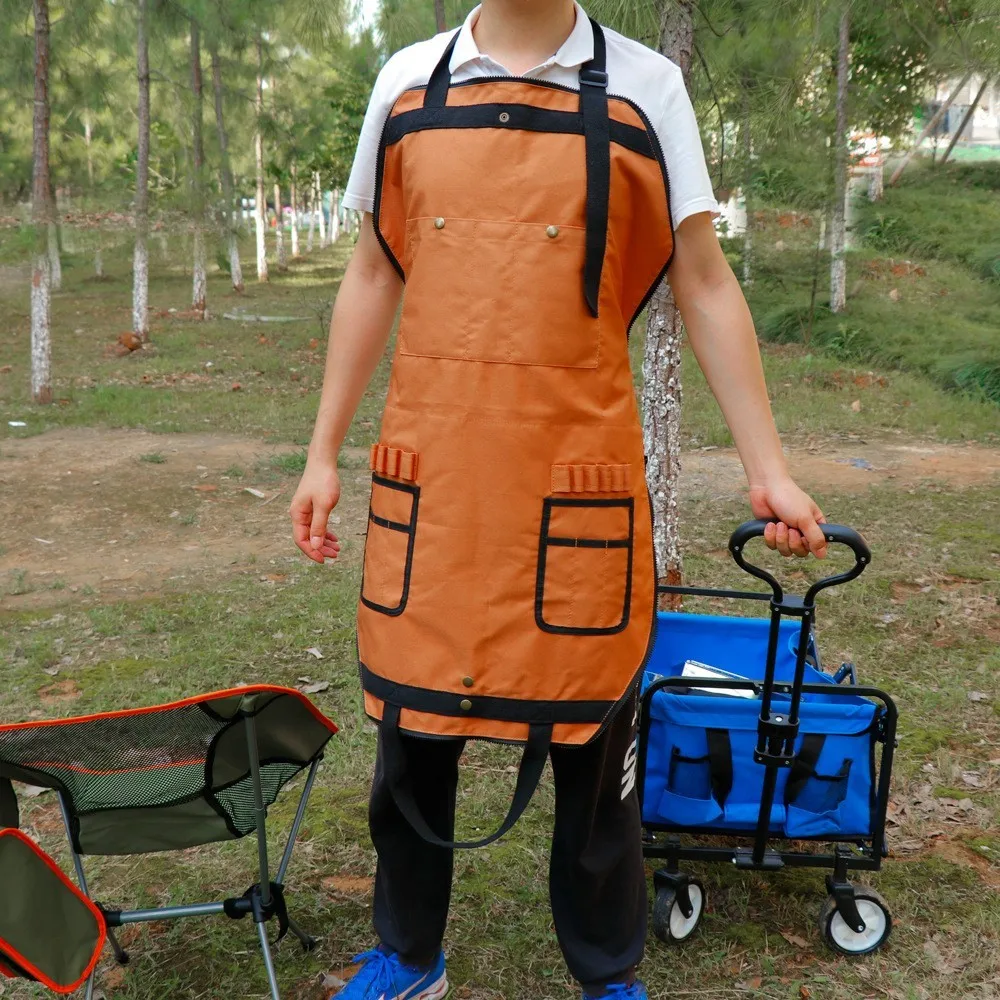 

Outdoor Apron Firewood Bag Oxford Cloth Multipockets Woodworking Storage Bag for Gardening Camping Tool