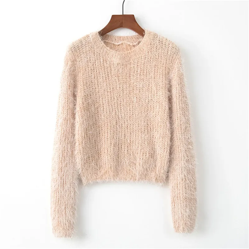 Женский пуловер с длинным рукавом Artguy повседневный укороченный свитер пушистый