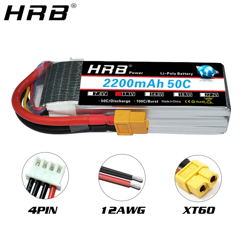 hrb 2200mah lipo батарея 2s 74 v 3s 111 v 4s 148 v 5s 185 v 6s 222 v deans xt60 50c ec3 xt90 дл