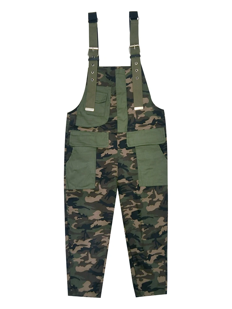 

Summer streetwear oversized loose jumpsuit women 2020 Pocket patchwork Playsuits Camouflage sleeveless Romper hip hop Bodysuit