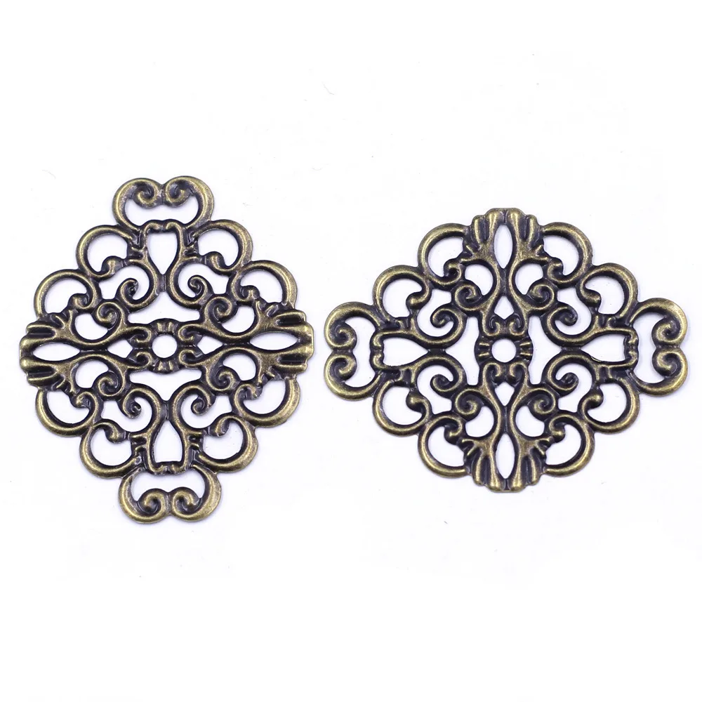 Бронзовые коннекторы с цветами 10 шт. пустотелые филигрань металлические
