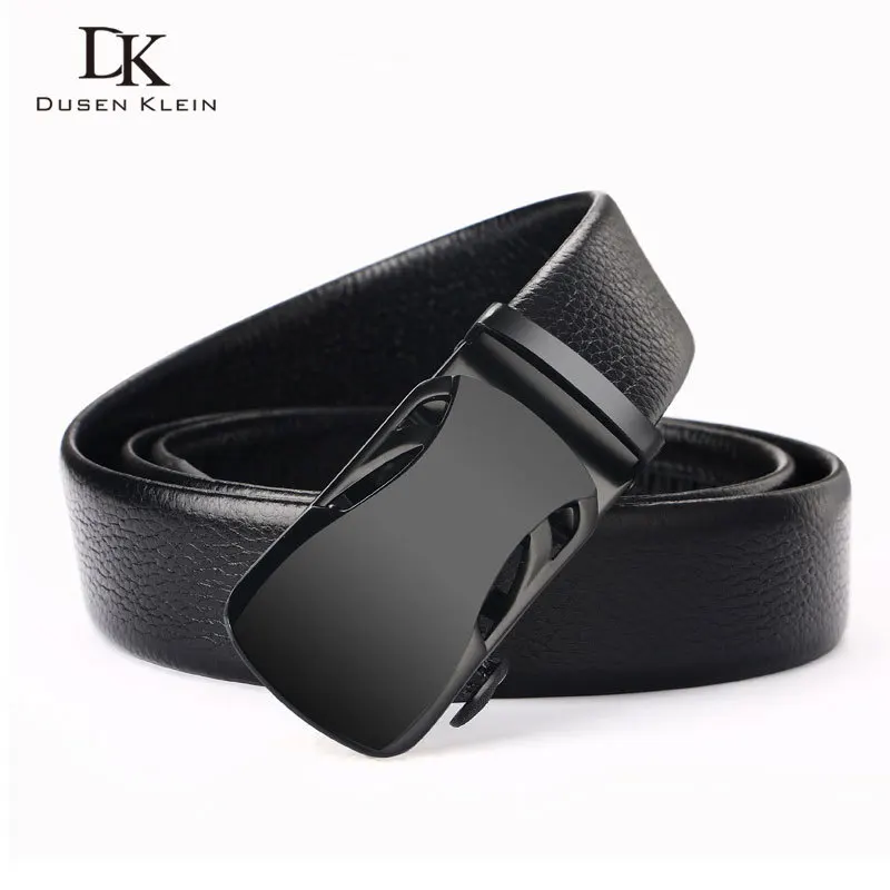 Новый кожаный ремень мужской автоматический черный с пряжкой из натуральной