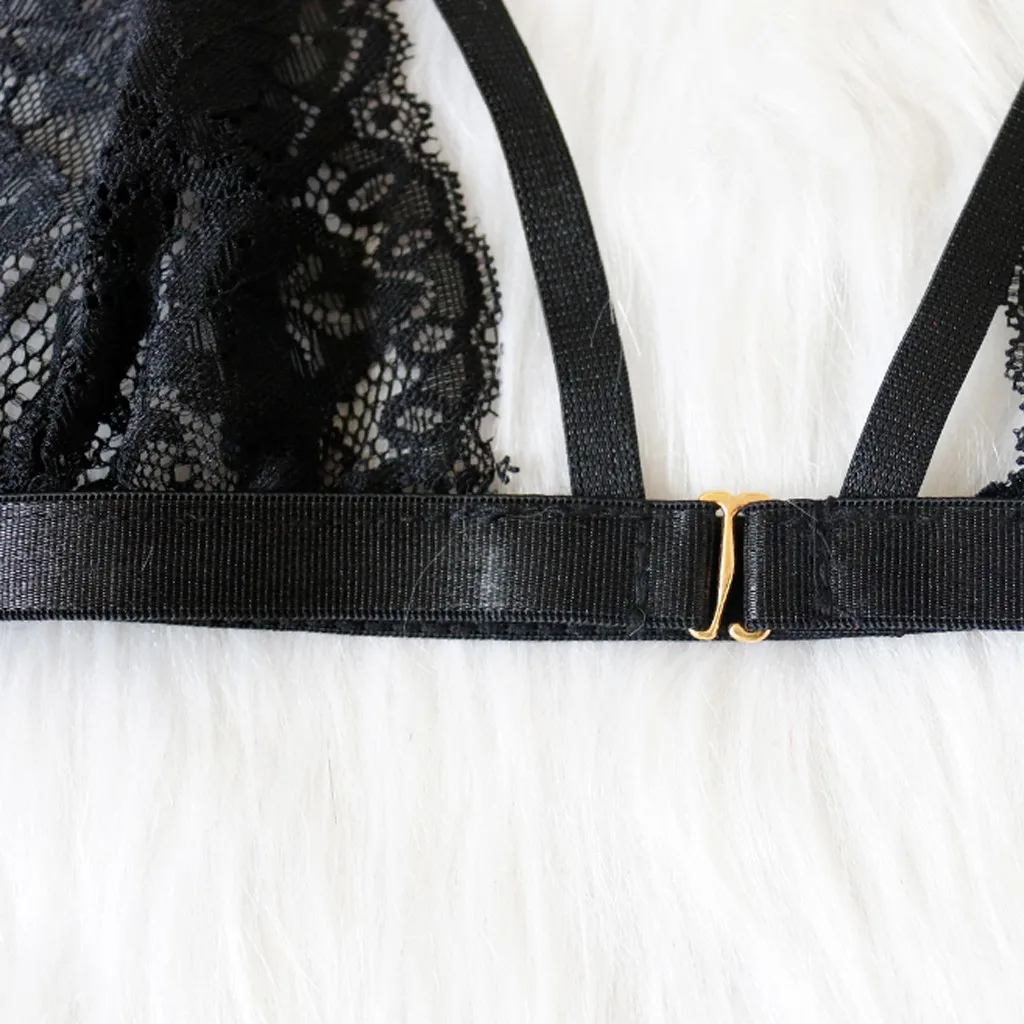 Женское Эротическое нижнее белье в горошек черный кружевной комплект с v