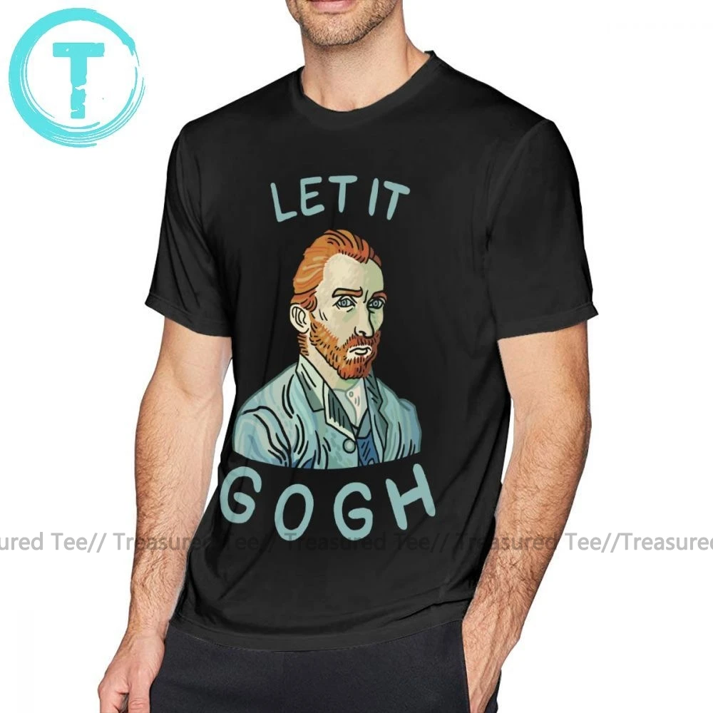 Футболка художника Let It Gogh Мужская футболка 5x Модная хлопковая забавная с