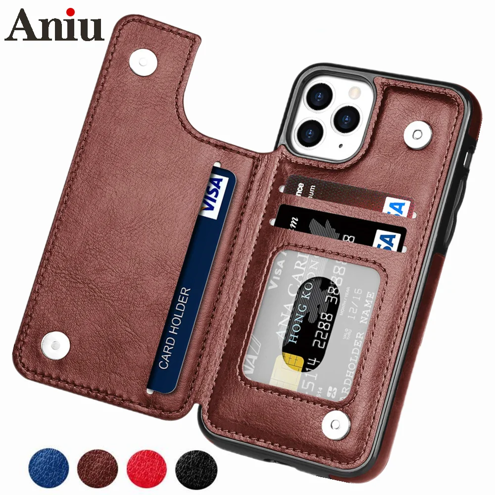 

Retro PU Flip Leather Case For iPhone 13 12 11 Pro Max XS Mini Multi Card Holder Phone Cases For iPhone X 6 6s 7 8 Plus SE Cover