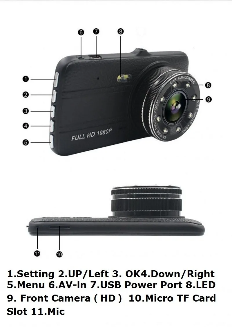 4 дюймов ips DVR видеорегистратор камера Full HD видео рекордер регистратор Авто двойная камера s для автомобилей Dashcam автомобиль черный видеорегистратор коробка