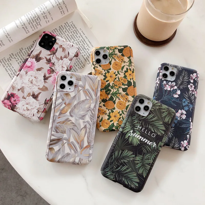 Чехол с цветочным рисунком для iPhone 11 Pro Max защитный чехол полным покрытием на 360
