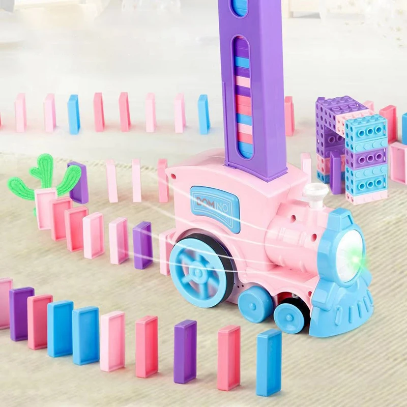 

128Pcs ino Train Kids Toy Set Rally Electric Train Model 128 Macaron ino Car Automatic ino Dealer Children Gift