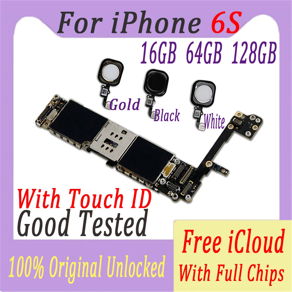Оригинальная разблокированная материнская плата для iPhone 6S материнская плата с/без отпечатков пальцев Touch ID для iPhone 6 S материнская плата