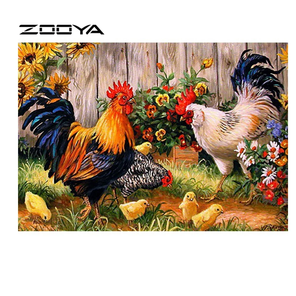 RF610-1 ZOOYA, алмазная живопись, животное на ферме, петух, полная Алмазная вышивка, узор, стразы, Алмазная мозаика, рукоделие вышивка, RF610 - Цвет: RF610-1