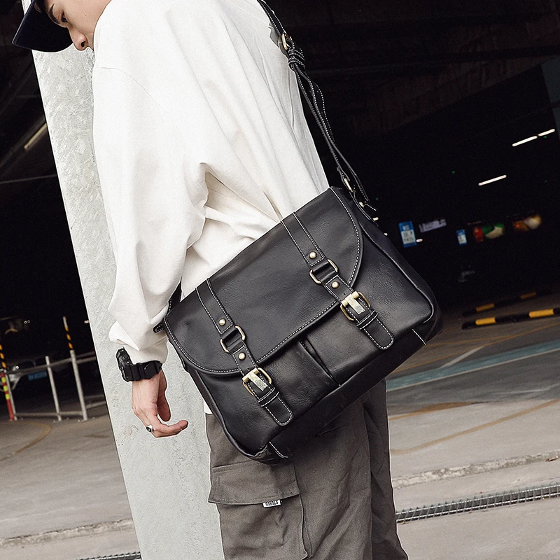 

Retro Fashion Leather PU Shoulder Crossbody Bags for Man Business Messenger Bag Male Laptop Satchel Travel Briefcase Handbag