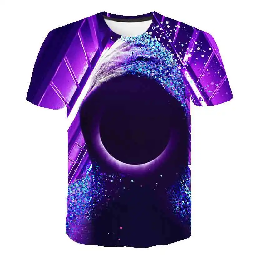 

Personalized visual Abstract art 3D print children's O-collar short-sleeved casual T-shirt summer sports boys/ girls cool top