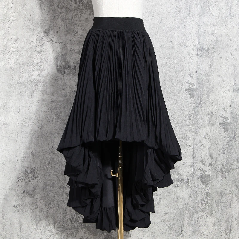 CHICEVER Casual Irregular Hem Black Skirts For Female High Waist Elegant Pleated Skirt Women Autumn 2020 Fashion Clothes New | Женская
