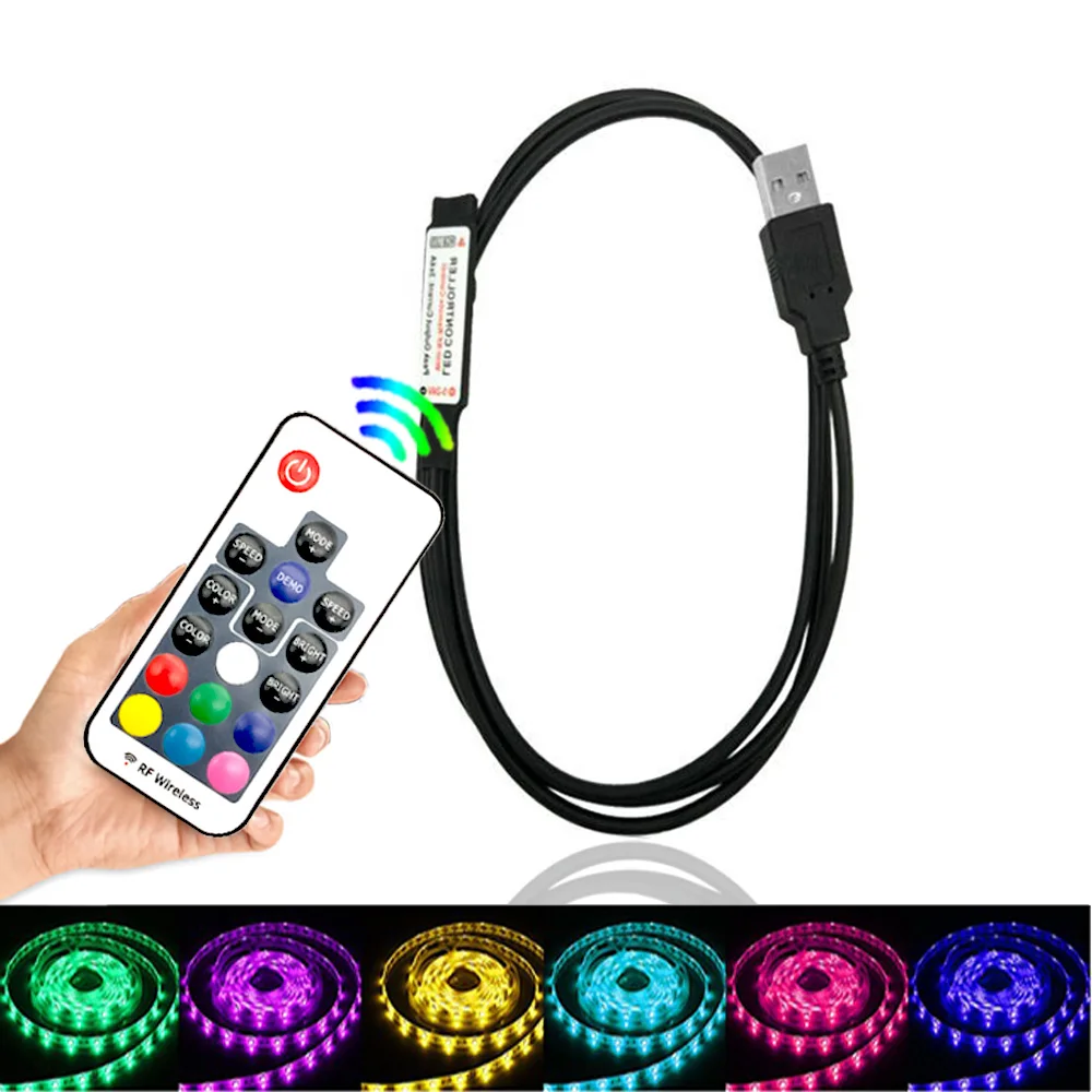 

USB Led Strip Lights 5 12 24 V Volt RGB USB RF Remote Controller 5V 12V 24V USB LED Strip light 17 Remote Wireless
