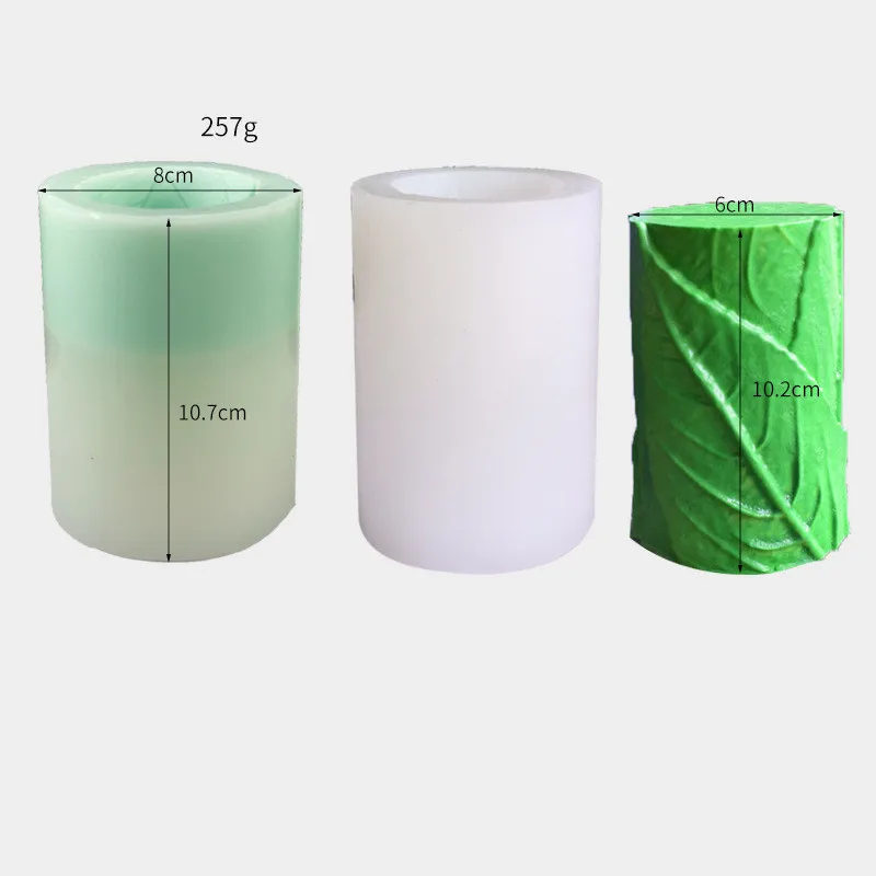 Силиконовый цилиндр формы с листьями 3D свечи для домашнего рождественского мыла