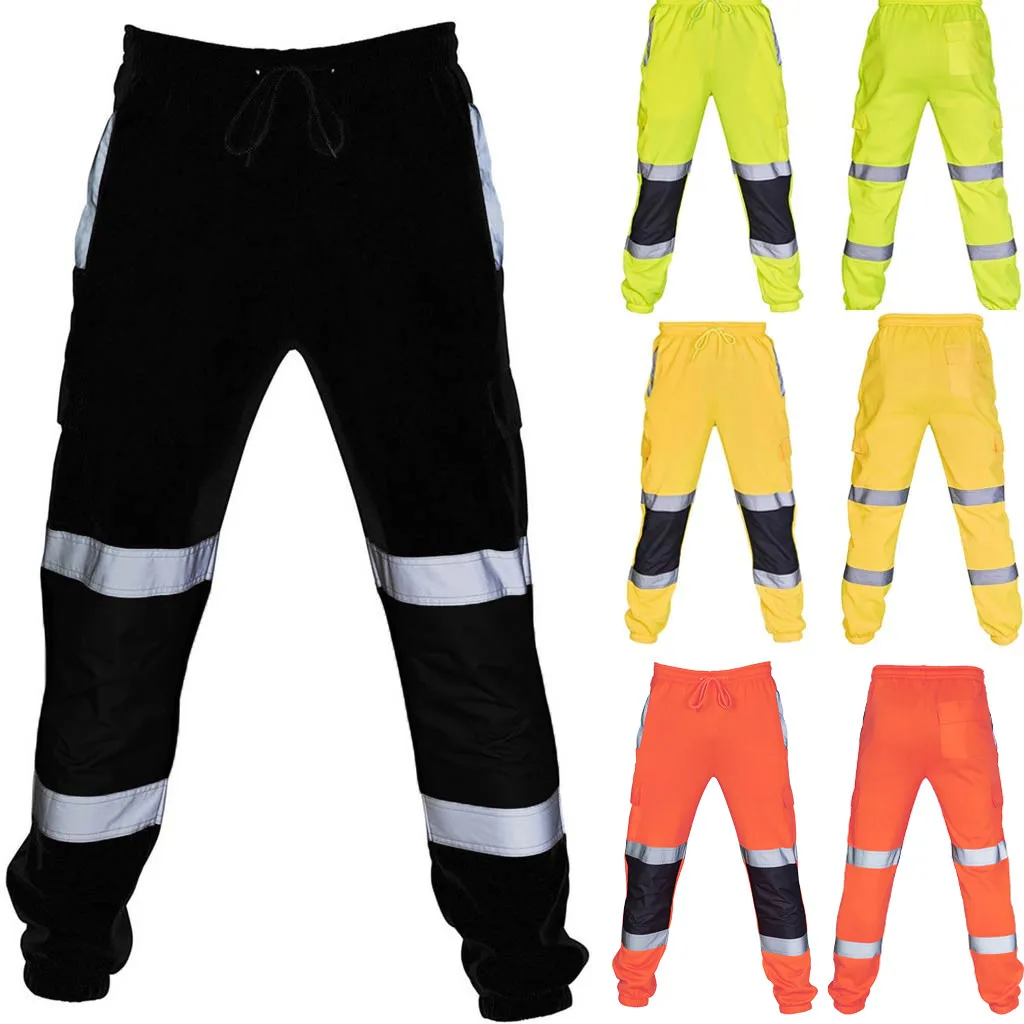 

Men's reflective multi-pocket training sports trousers fashion innovation casual pocket work casual pants 40*