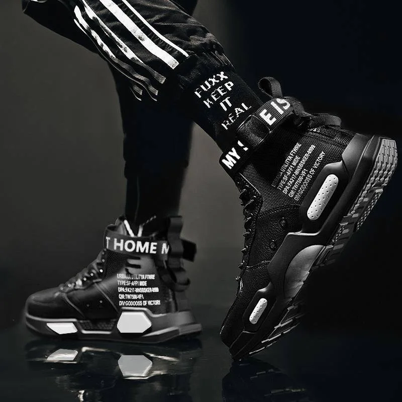 

Men's High Top Fashion zapato casual hombre 2021 Leather Trend Hot Sale Comfortable Man Casual Shoes Outdoor Non-slip