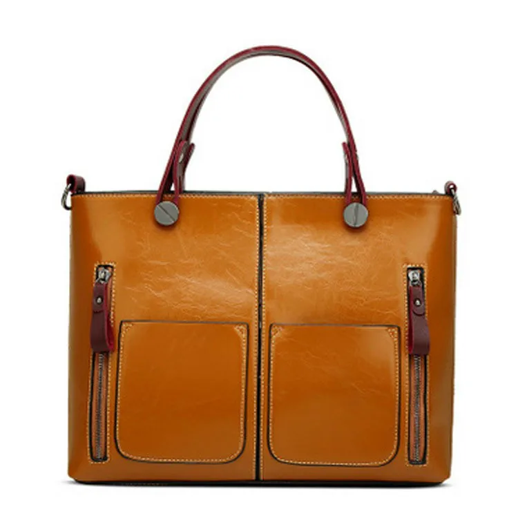

Promotional handbags 2020 autumn and winter new fashion oil wax leather big bag shoulder diagonal portable retro bag