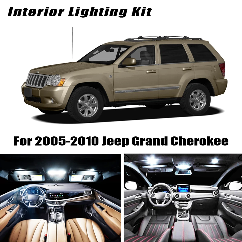 

15 шт. автомобильная светодиодная лампа для Jeep Grand Cherokee 2005-2010, белая внутренняя светильник ПА для Jeep Grand Cherokee WK, лампы для чтения s