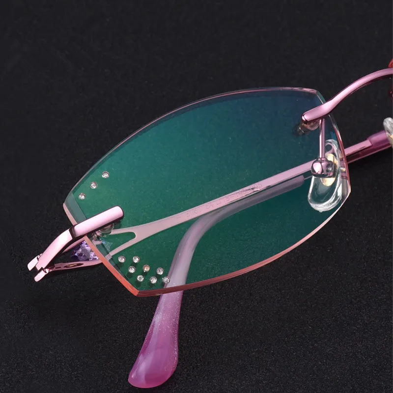 Очки по рецепту женские модные Очаровательные очки без оправы с бриллиантами