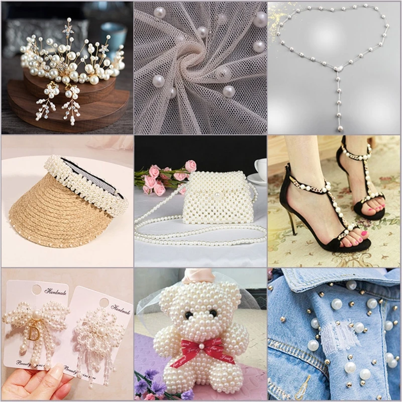 

Pearls Beads with Holes White Ivory ABS Plastic Loose Beads Kit for DIY Jewelry