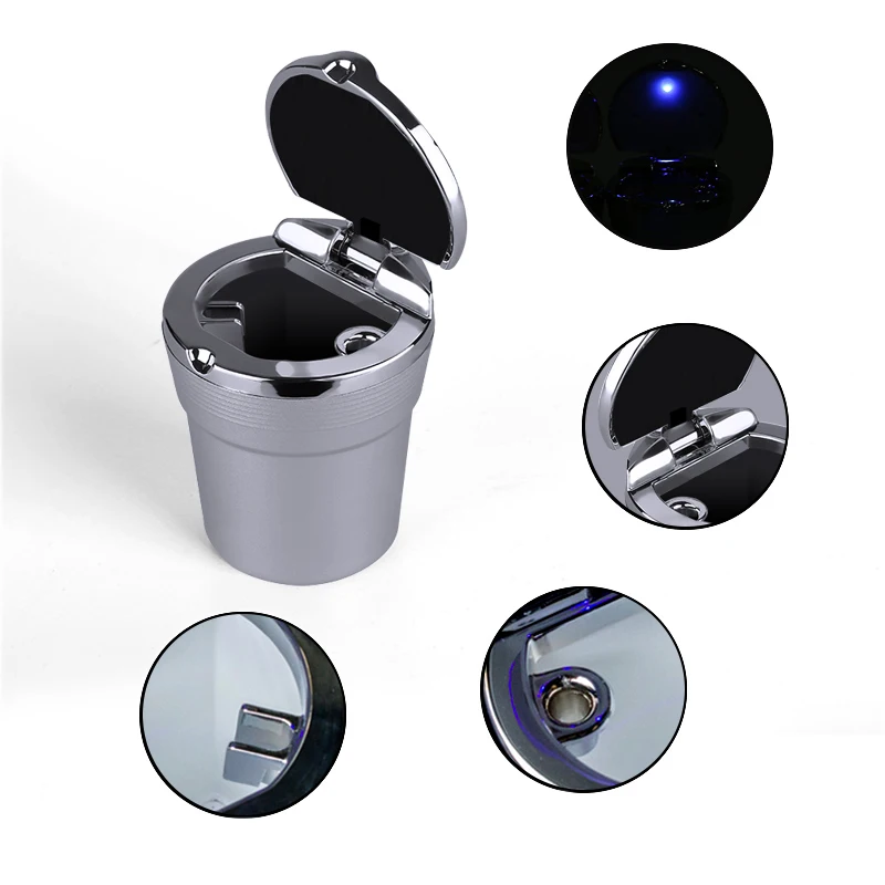 

Auto Ashtray Metal Multi-Function With Cover And light Automatic Special Purpose Vehicle Interior Supplies 2021hgkj