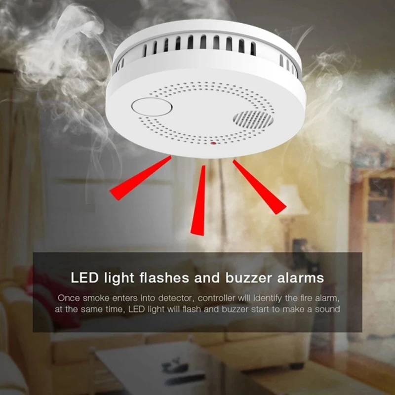 Tuya Zigbee3.0 Smart Smoke Fire Alarm Sensor Detector Home Security System Battery-powered Wireless Life App Control | Безопасность и