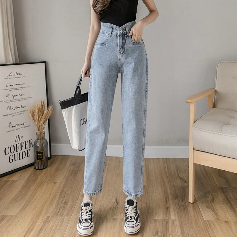 

Blue Pantalones Jeans High Waist Jeans Woman Casual Jeans Harem Pants Ladies Vintage Boyfriend Jeans Femme Cotton Denim Pants
