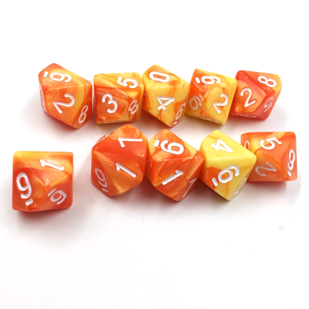 10 шт. Пластик многогранные ролевые игры в кости десять Двусторонняя D10 (0 9) с