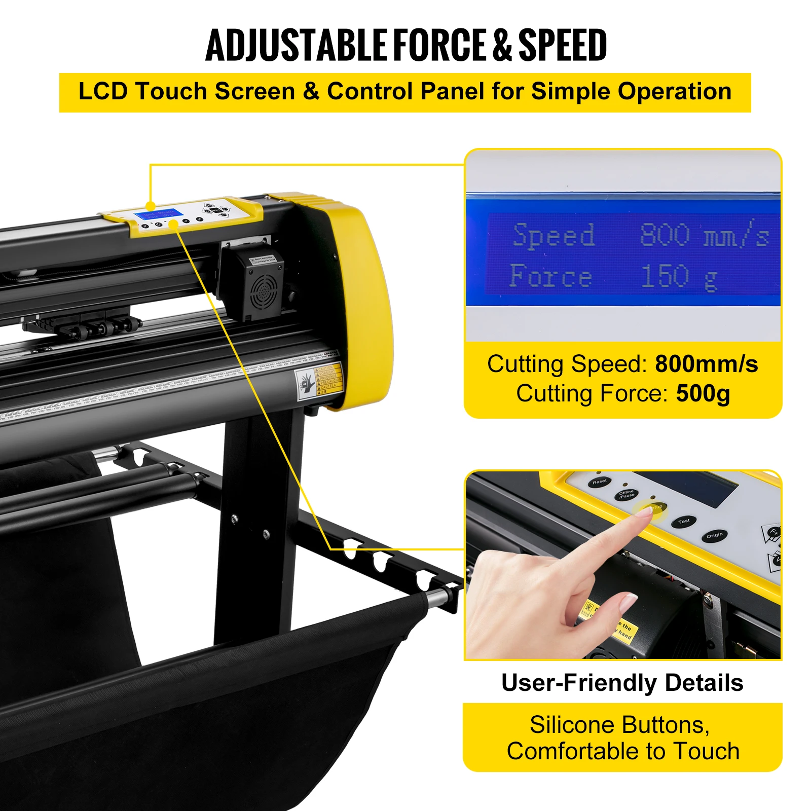 VEVOR Vinyl Cutter Machine Automatic Contour Computer Windows Software 3 Blades LCD Screen 28Inch 630MM Printer Cutting Plotter |