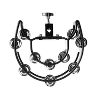 handheld hand bell tambourine double rows percussion party musical instruments lightweight music element metal jingle black