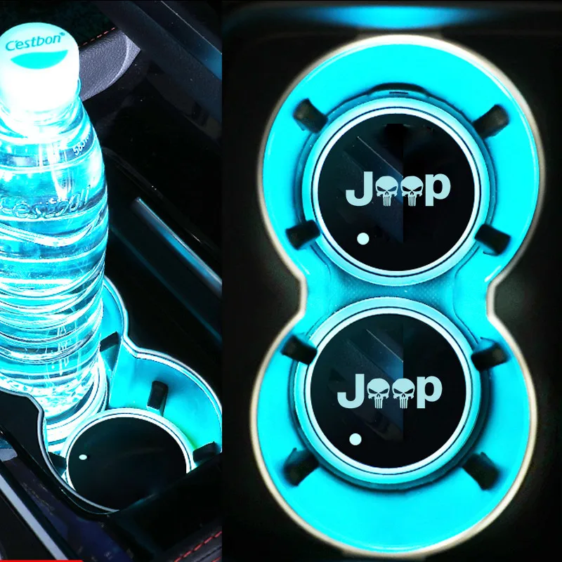 

2pcs 2021 NEW LED Car multicolor atmosphere light water coaster For JEEP Grand Cherokee Commander Renegad Wrangler car
