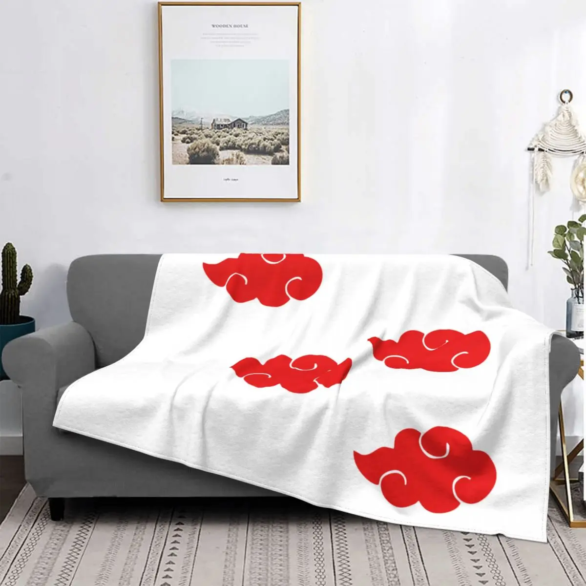 

Red Cloud Anime Pattern Coral Fleece Blanket Velvet Warm Blankets Cotton Quilt Home Sofa Bedroom Bedding Throws Adult Cartoon
