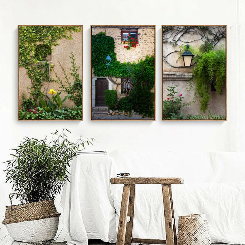 

Country Style Decorative Canas Painting European Town Landscape Home Decoration Hotel Hanging Painting Wall Art Canvas Kitchen