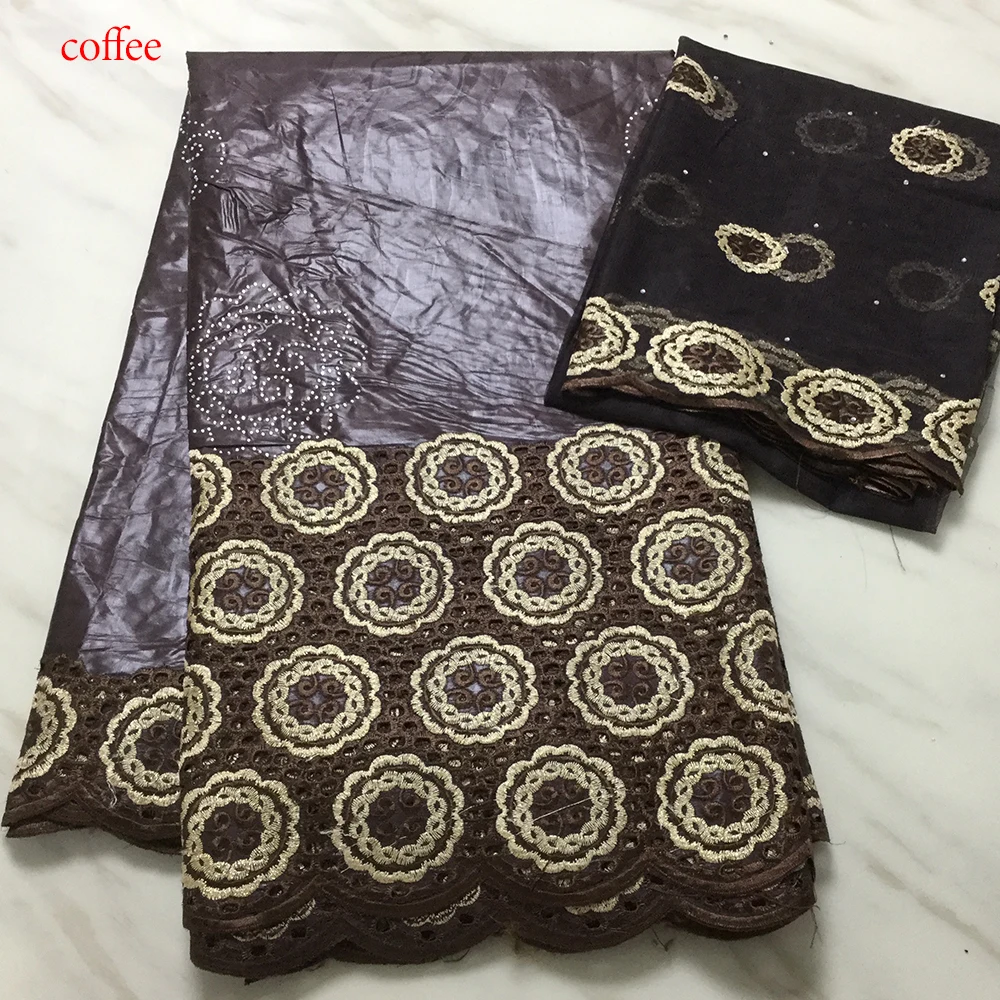 Latest Design Orange Bazin Riche Evening Dress Embroidery African Wine Red Lace Fabric DIY Sewing Rhinestone KRL-97189 | Дом и сад