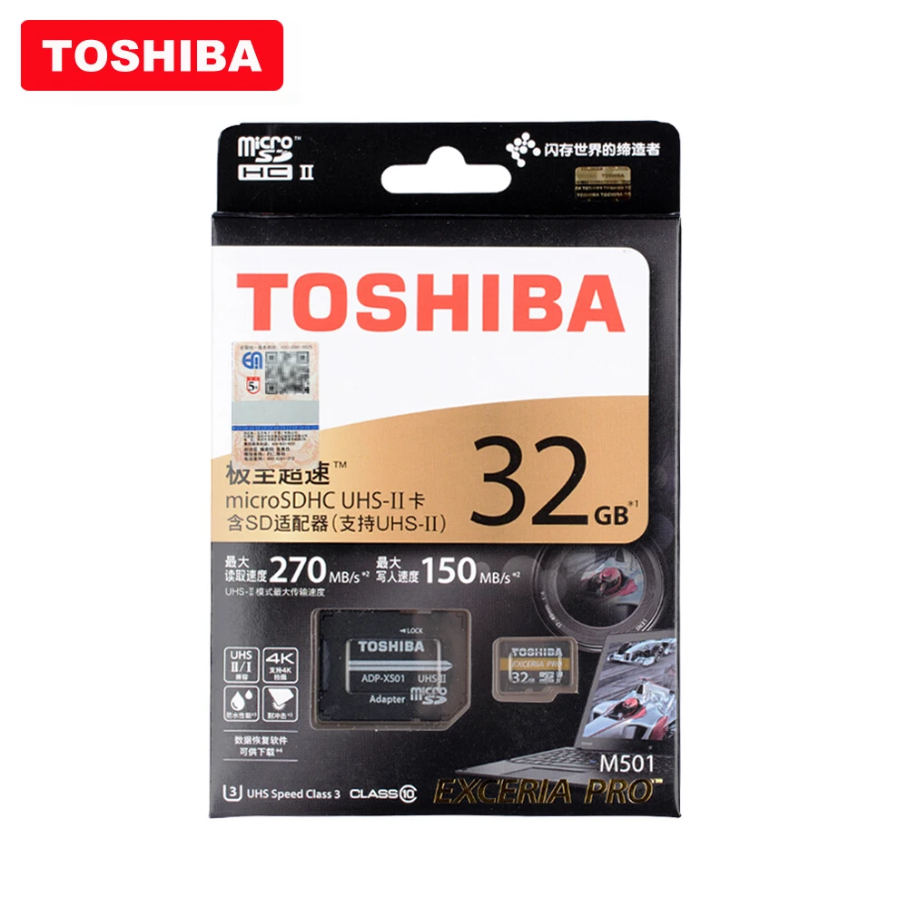 Оригинальная карта памяти TOSHIBA Micro SD M501 EXCERIA PRO U3 32 Гб SDHC 64 SDXC UHS-II класс 10 4KHD скорость